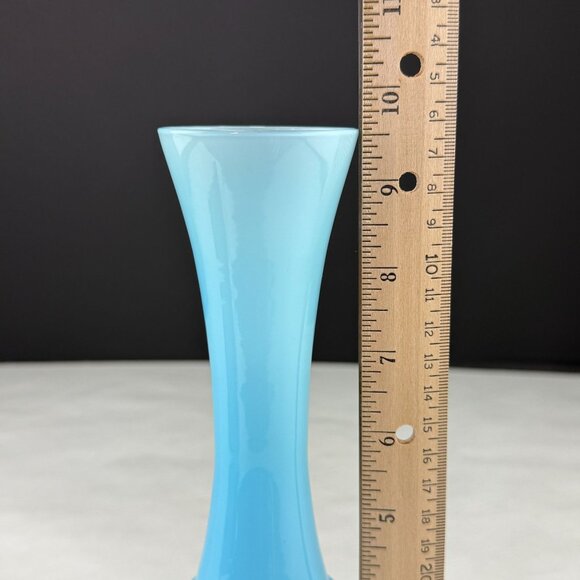 Vintage Blue Opaline Glass Bud Vase Made in Italy 9.5 Inch - Picture 9 of 9